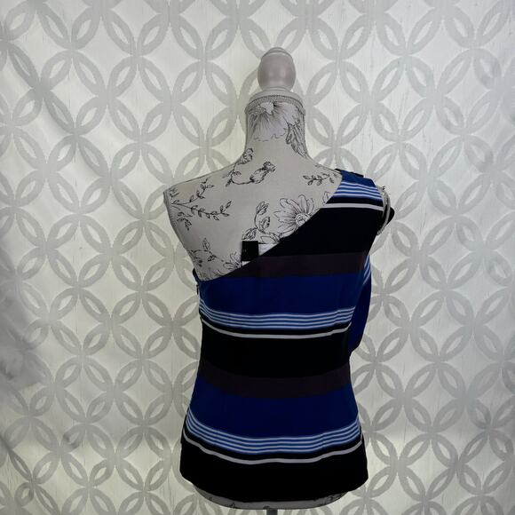 Banana Republic One Shoulder Bow Striped Blouse Size 2 NWT $78 - Picture 4 of 11